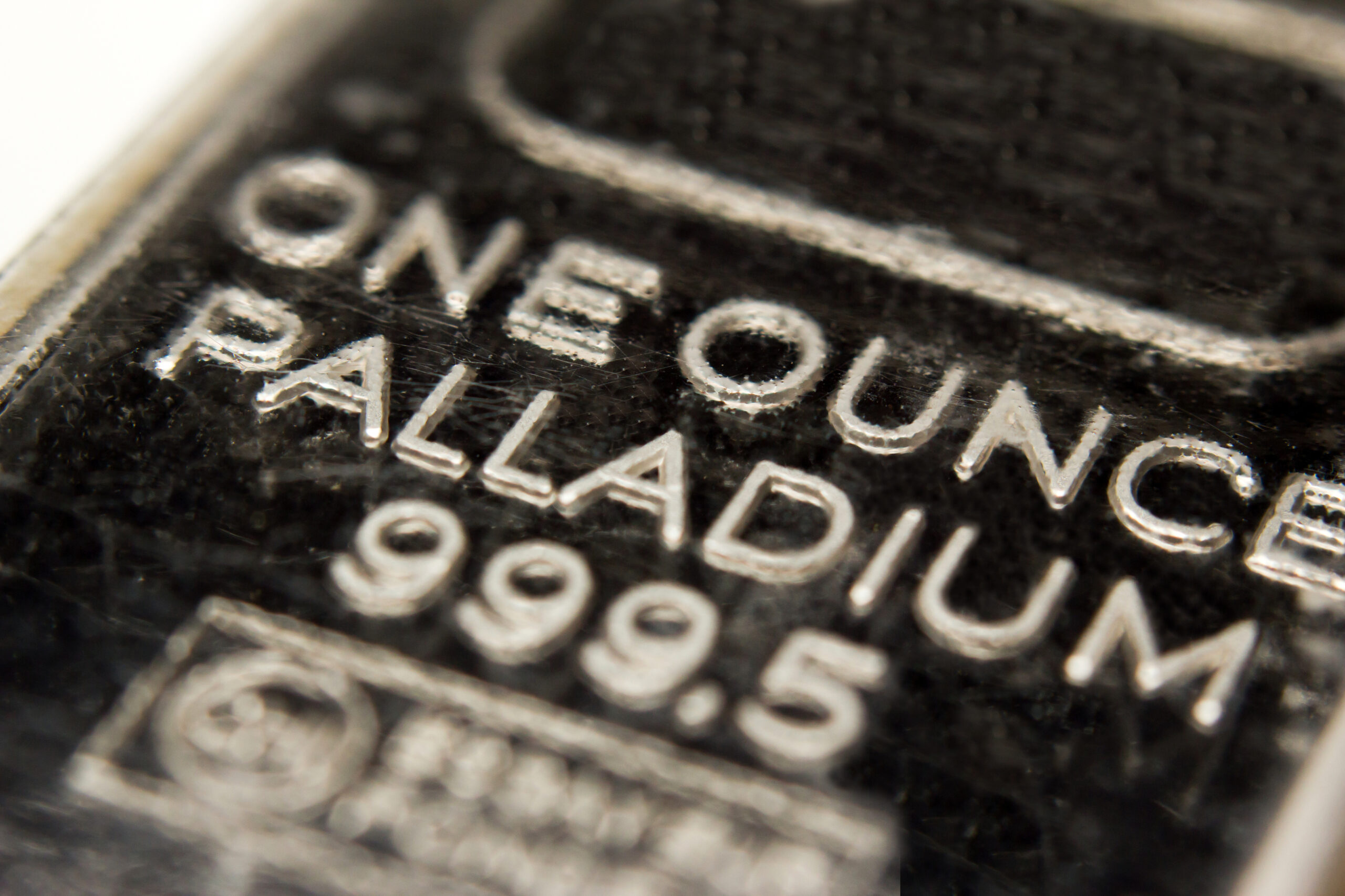 Macro image of a one ounce Palladium bar