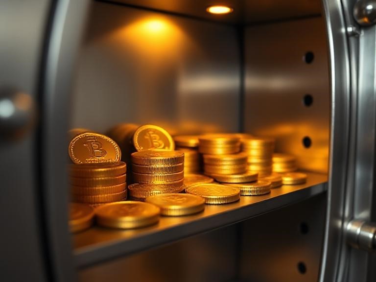 gold coins in a vault